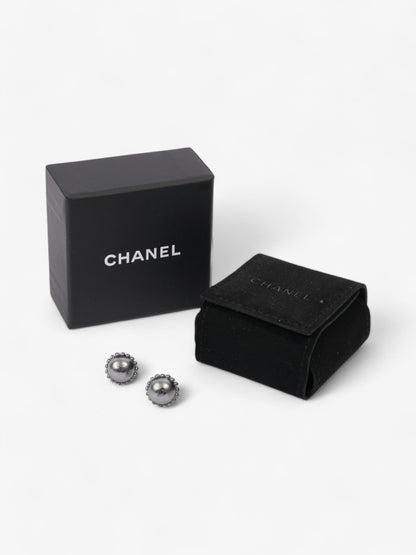 Chanel CC Circle Pendant Earrings Black Base Metal