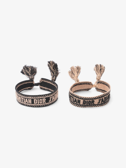 Christian Dior J'Adior Friendship Bracelet Set Black / Beige Cotton