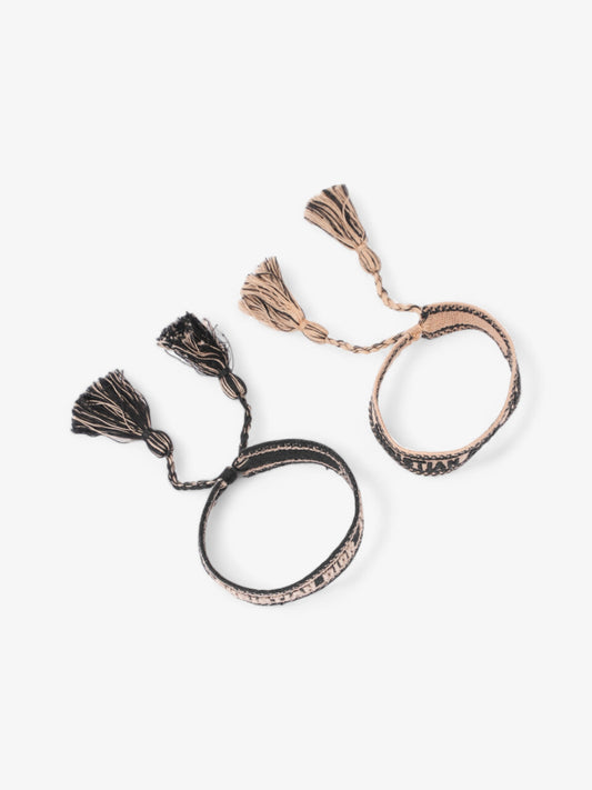 Christian Dior J'Adior Friendship Bracelet Set Black / Beige Cotton
