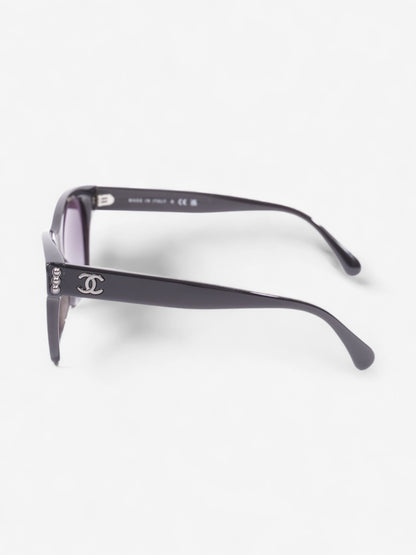 Chanel CC Pearl Sunglasses Black Acetate 140mm
