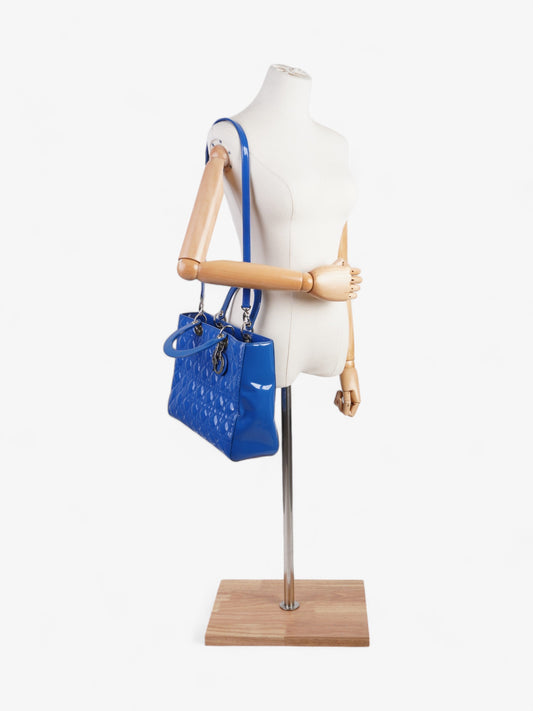Christian Dior Lady Dior Blue Patent Leather Large