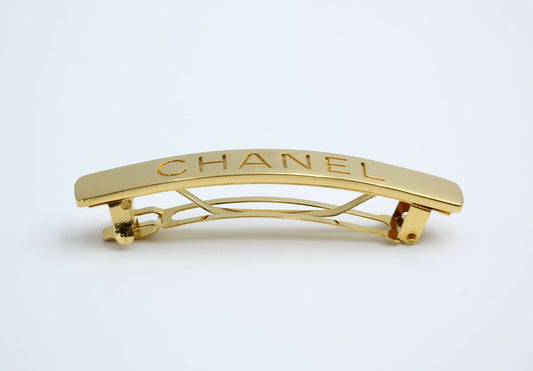 Chanel Vintage 98A Matte Gold-plated ‘CHANEL’ Hairpin