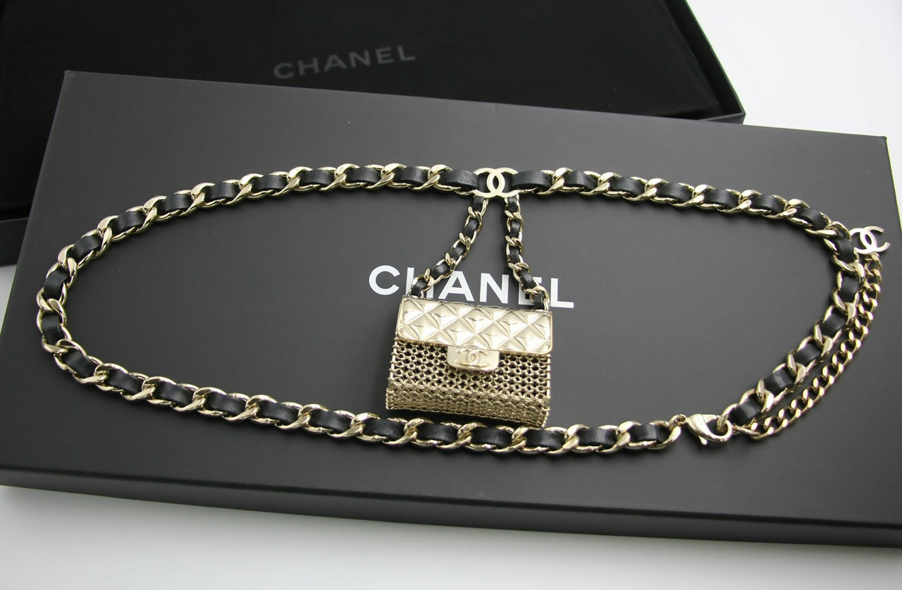 Chanel B21S Metal Handbag Leather Chain Waist Chain 92CM