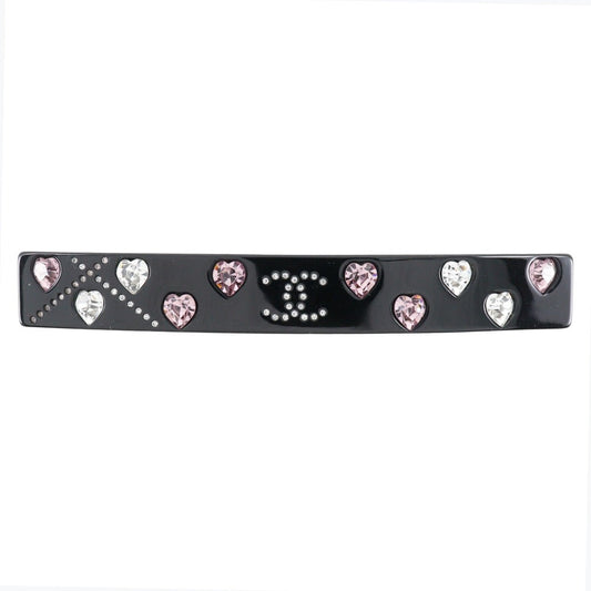 Chanel Coco Mark Heart Barrette Plastic Rhinestone