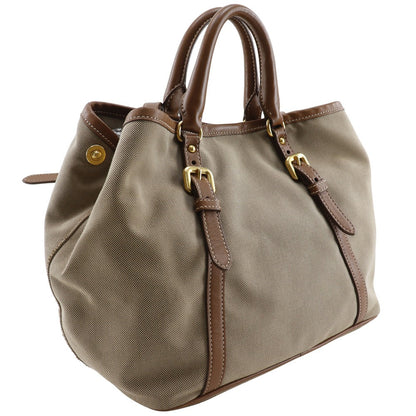 Prada Logo Canvas Leather Handbag BN1841