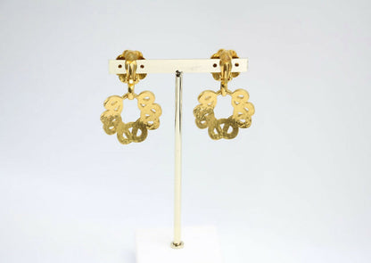 Chanel Vintage 97P Gold-plated Large Wreath Dangle Clip-on Earrings