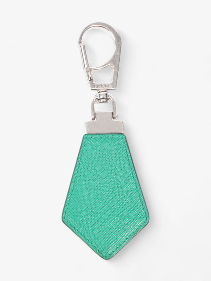 Prada Triangle Keychain Green Saffiano Leather