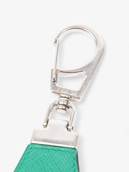 Prada Triangle Keychain Green Saffiano Leather
