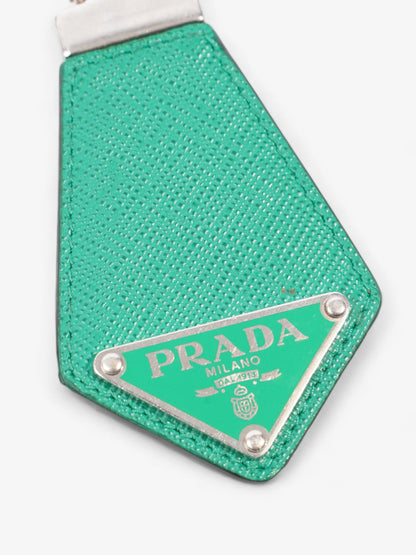 Prada Triangle Keychain Green Saffiano Leather