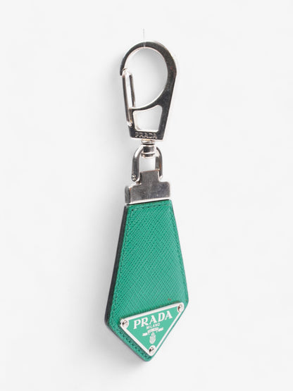 Prada Triangle Keychain Green Saffiano Leather