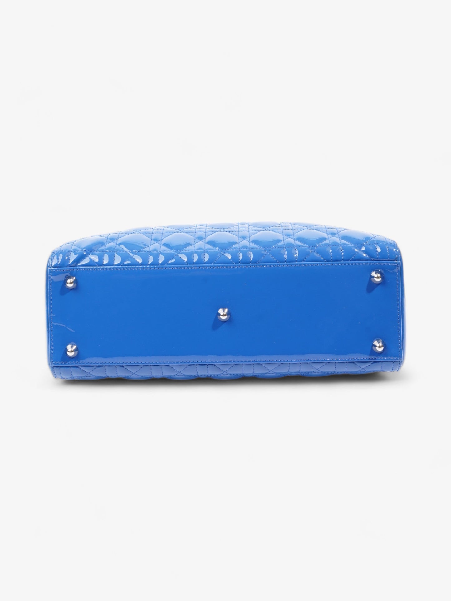 Christian Dior Lady Dior Blue Patent Leather Large