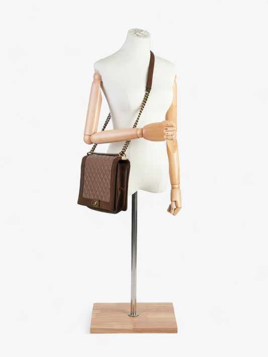 Chanel Boy  Brown  Suede Large