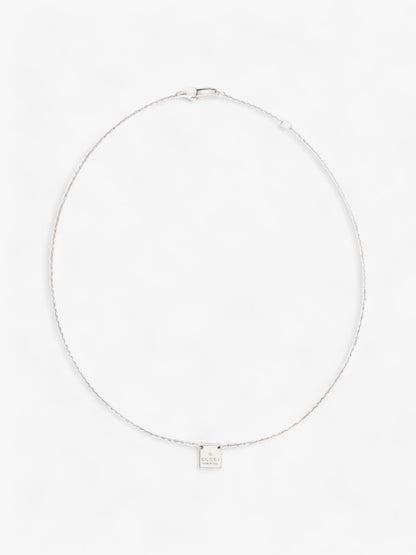 Gucci Logo Pendant Necklace Silver Silver Sterling