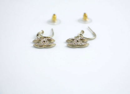 Chanel Vintage 08C Rhinestone Light Pink Hoop Stud Earrings