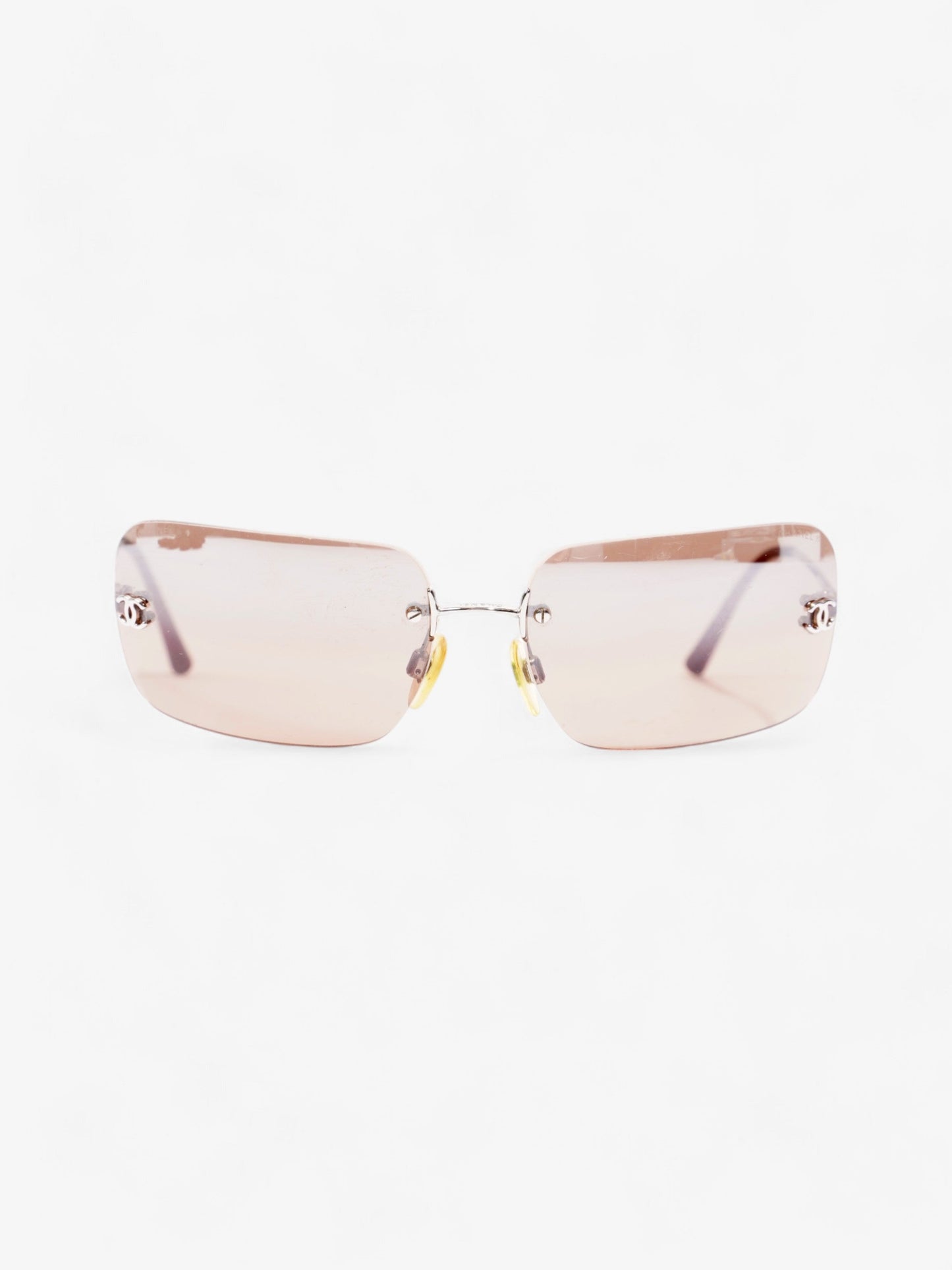 Chanel CC Rectangular Sunglasses Brown / Silver Acetate 120mm