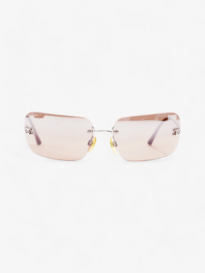 Chanel CC Rectangular Sunglasses Brown / Silver Acetate 120mm