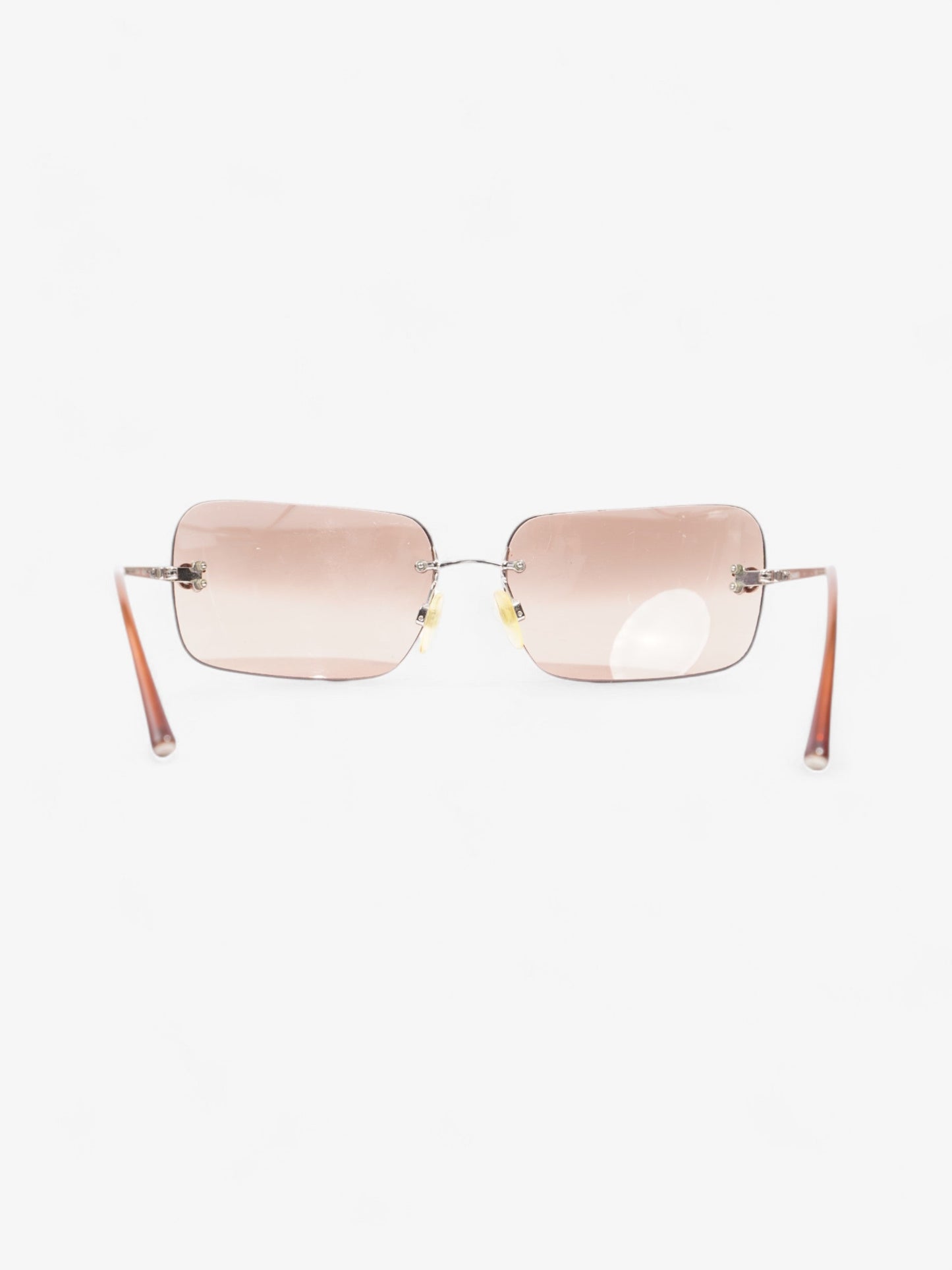 Chanel CC Rectangular Sunglasses Brown / Silver Acetate 120mm