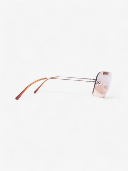 Chanel CC Rectangular Sunglasses Brown / Silver Acetate 120mm