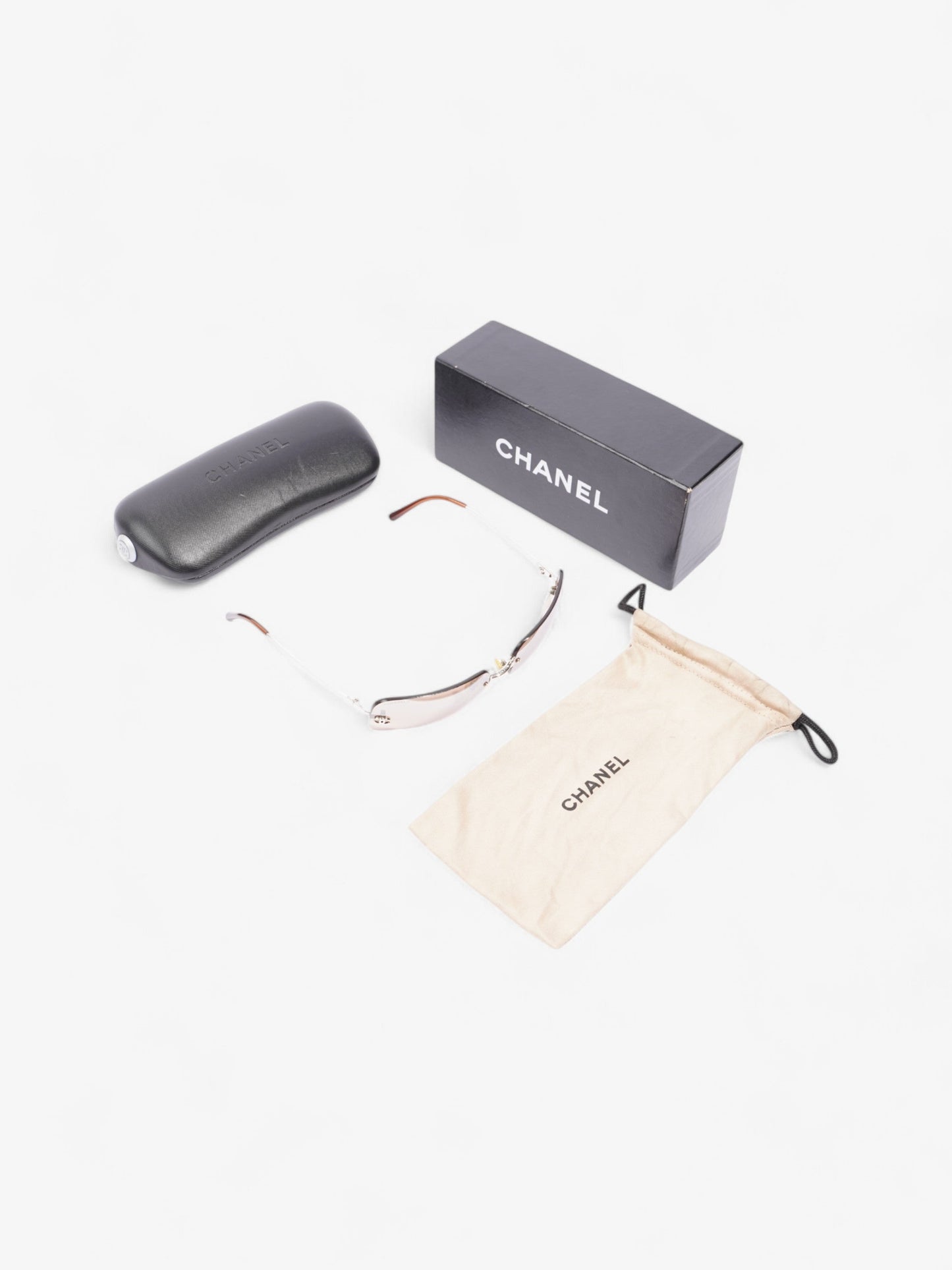 Chanel CC Rectangular Sunglasses Brown / Silver Acetate 120mm