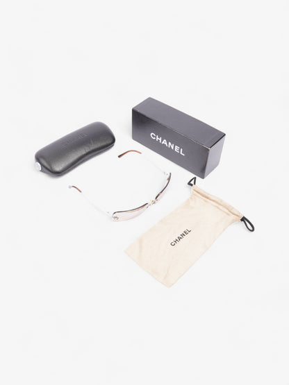 Chanel CC Rectangular Sunglasses Brown / Silver Acetate 120mm