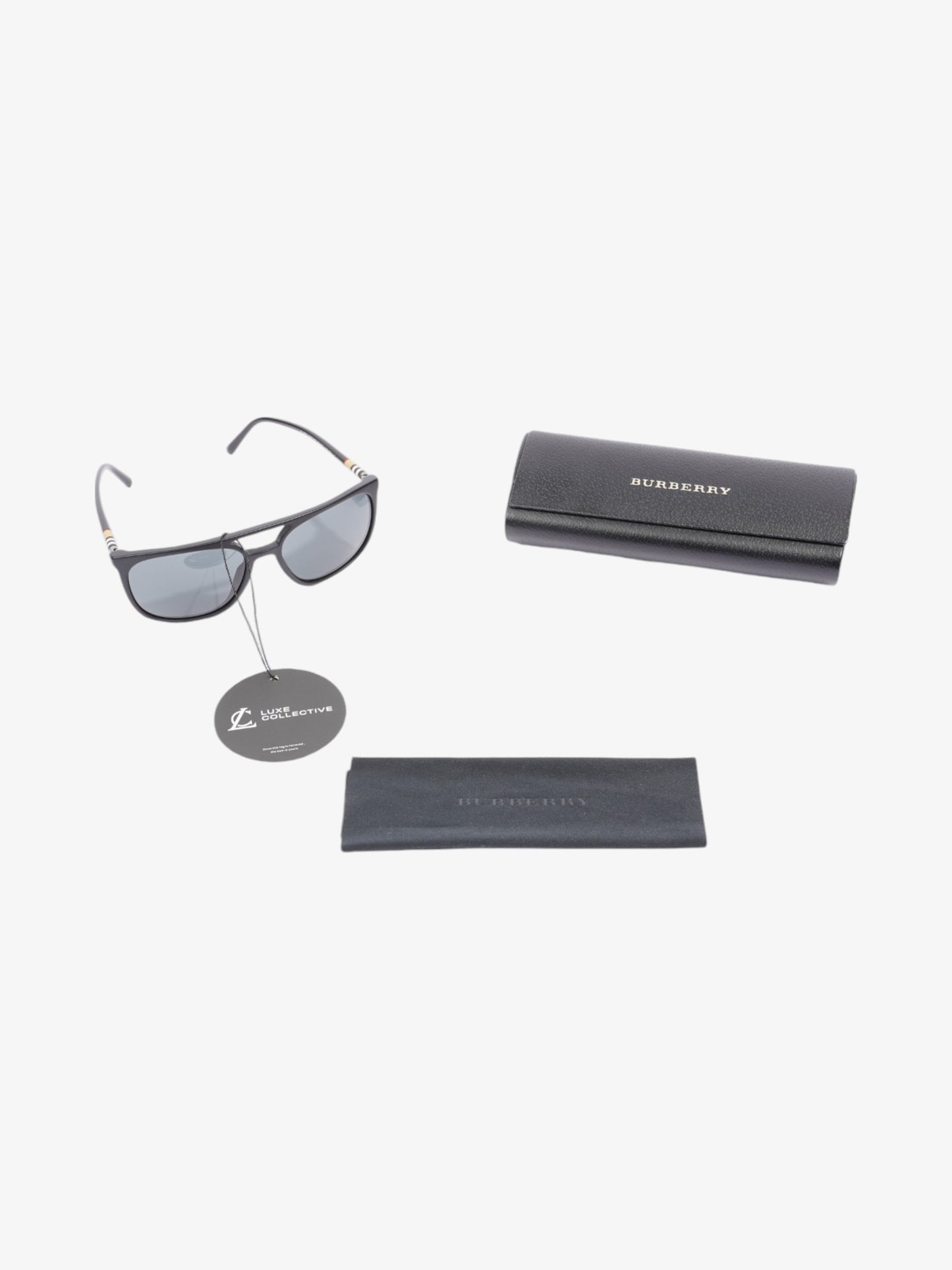 Burberry Aviator Sunglasses Black / House Check Acetate 145mm