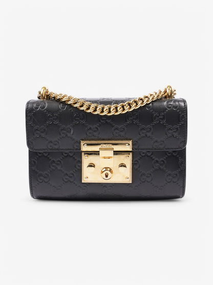 Gucci Padlock Shoulder Bag Black Leather Small