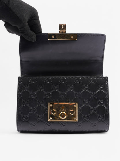 Gucci Padlock Shoulder Bag Black Leather Small