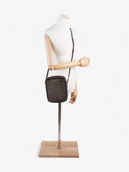 Fendi Zucchino Shoulder Bag Brown Canvas