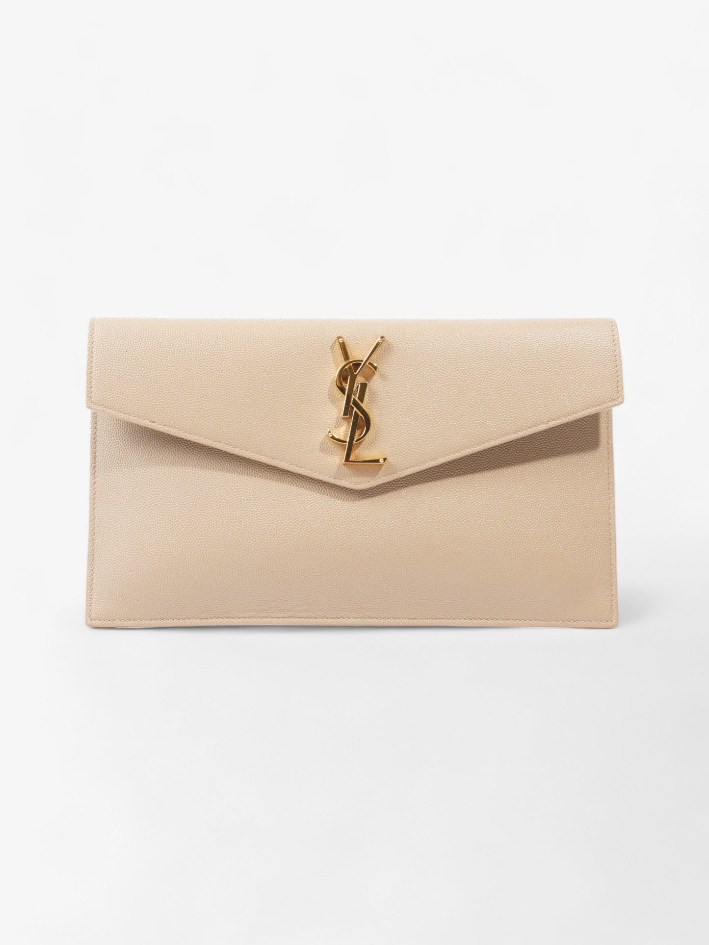 Saint Laurent Envelope Pouch Dark Latte Grained Leather Medium