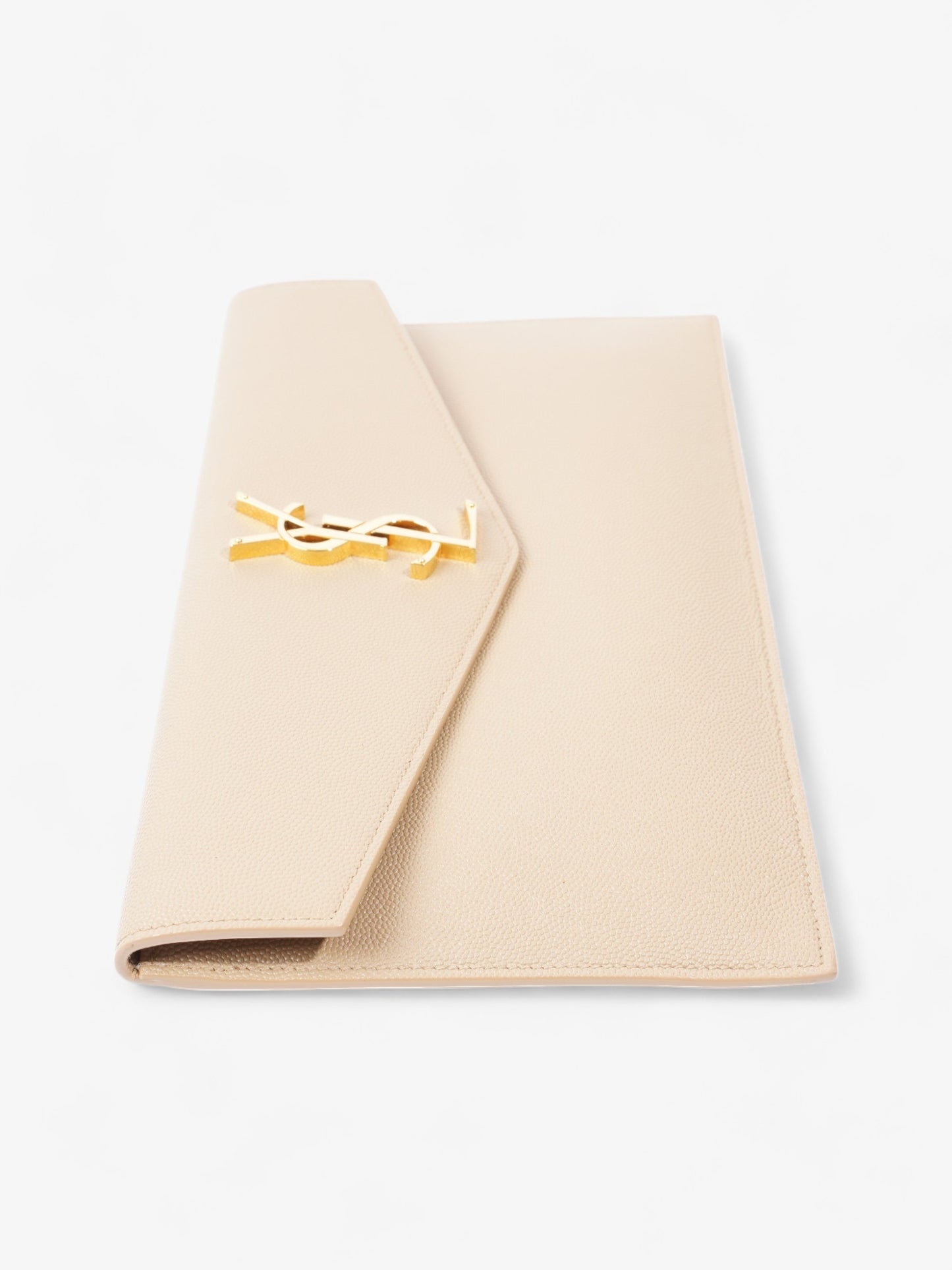 Saint Laurent Envelope Pouch Dark Latte Grained Leather Medium