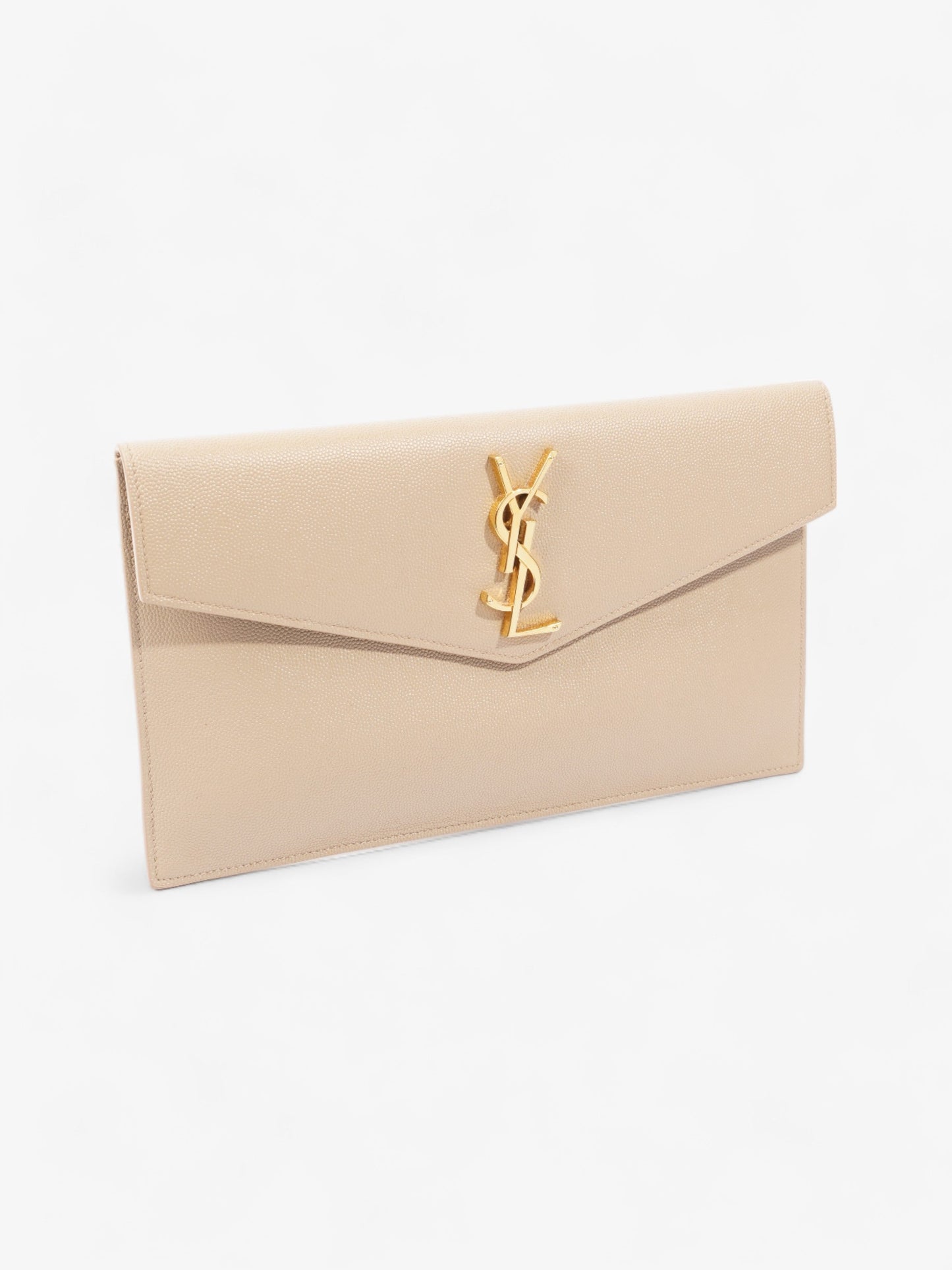 Saint Laurent Envelope Pouch Dark Latte Grained Leather Medium