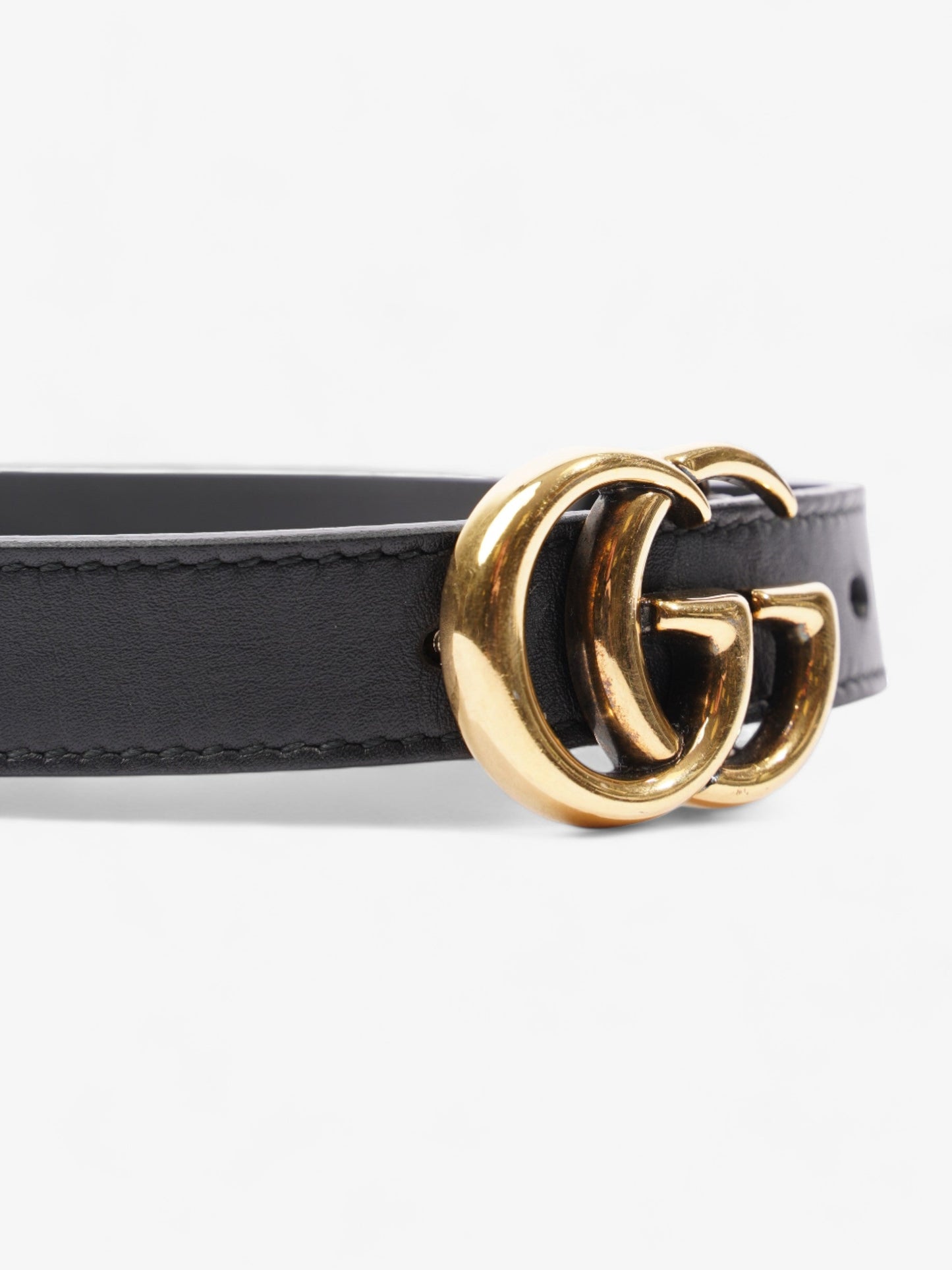 Gucci GG Marmont Thin Belt Black Leather 70cm 28"