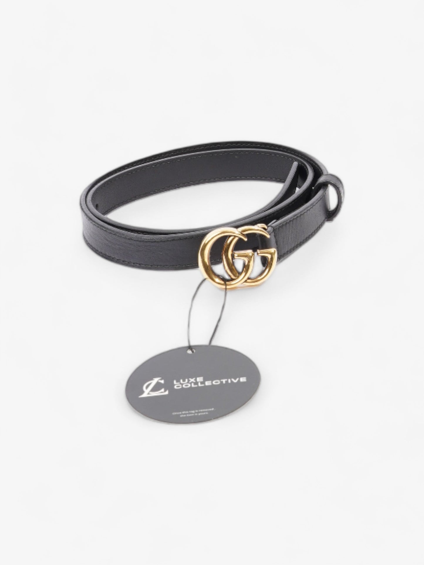Gucci GG Marmont Thin Belt Black Leather 70cm 28"