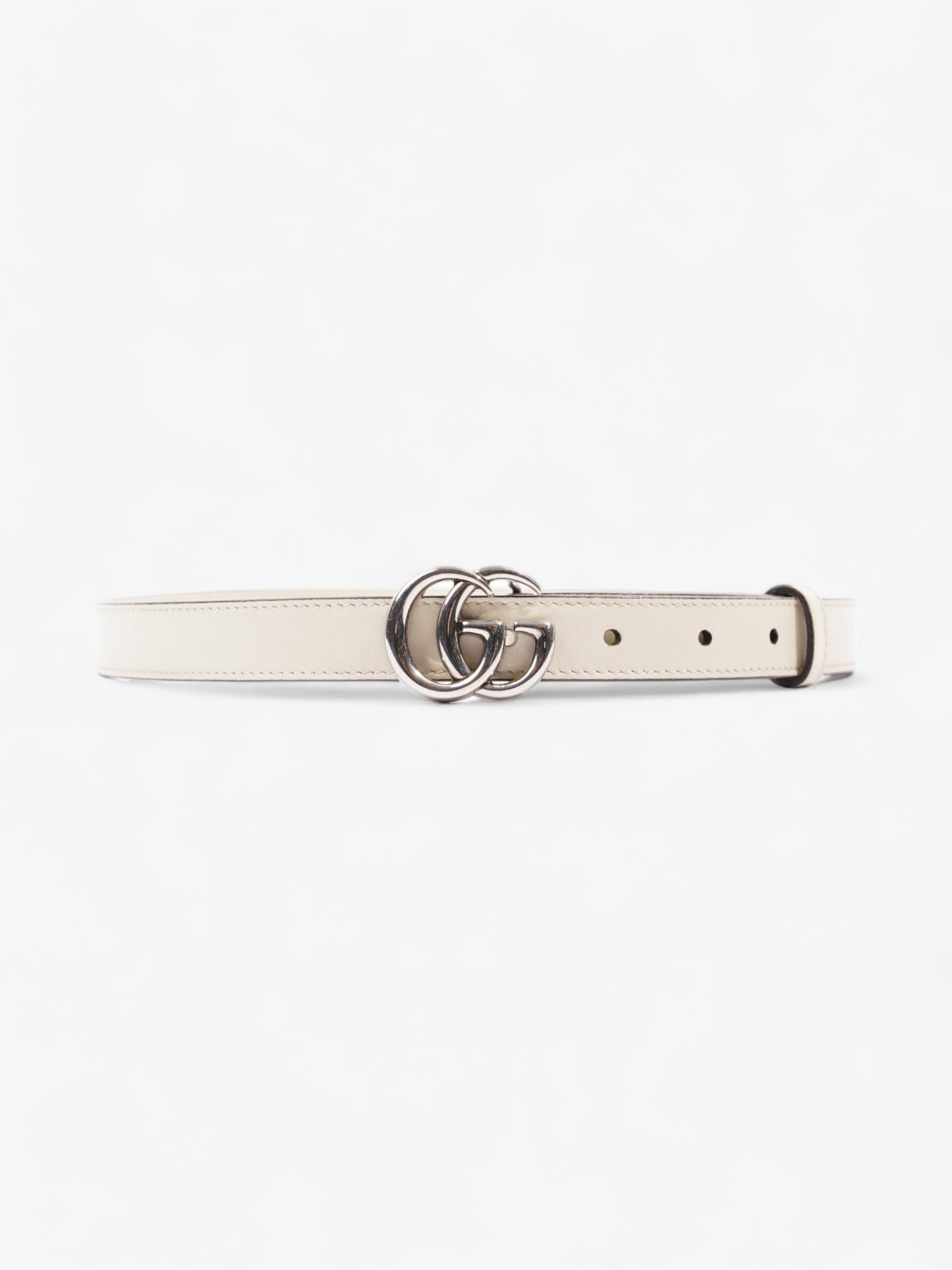 Gucci GG Marmont Thin Belt White Leather 80cm / 32"