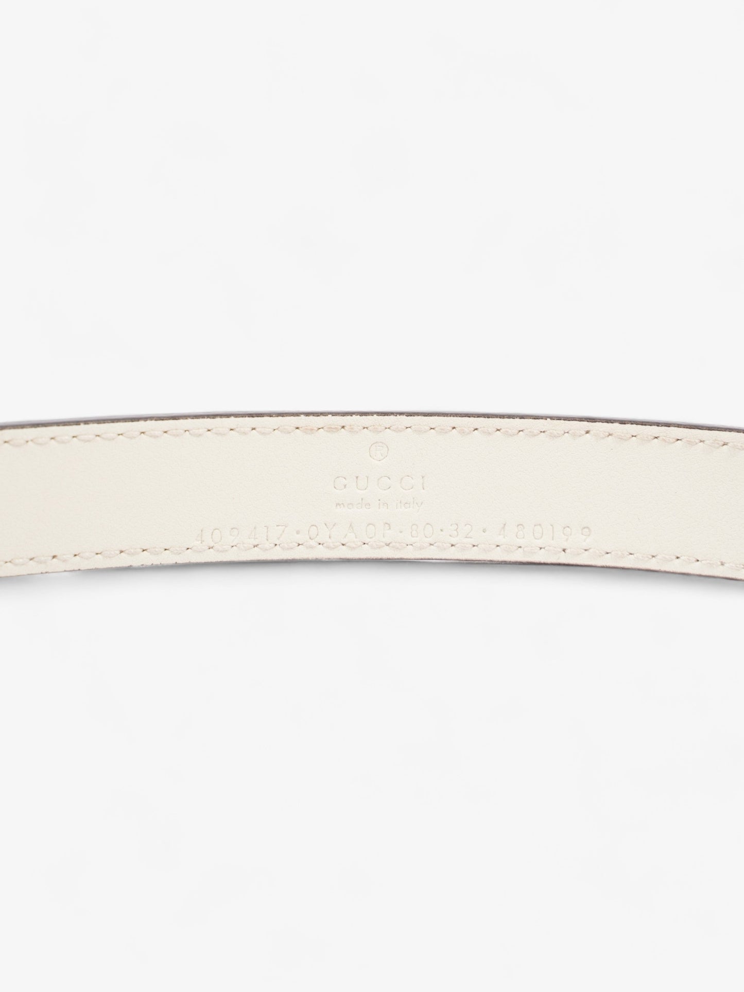 Gucci GG Marmont Thin Belt White Leather 80cm / 32"