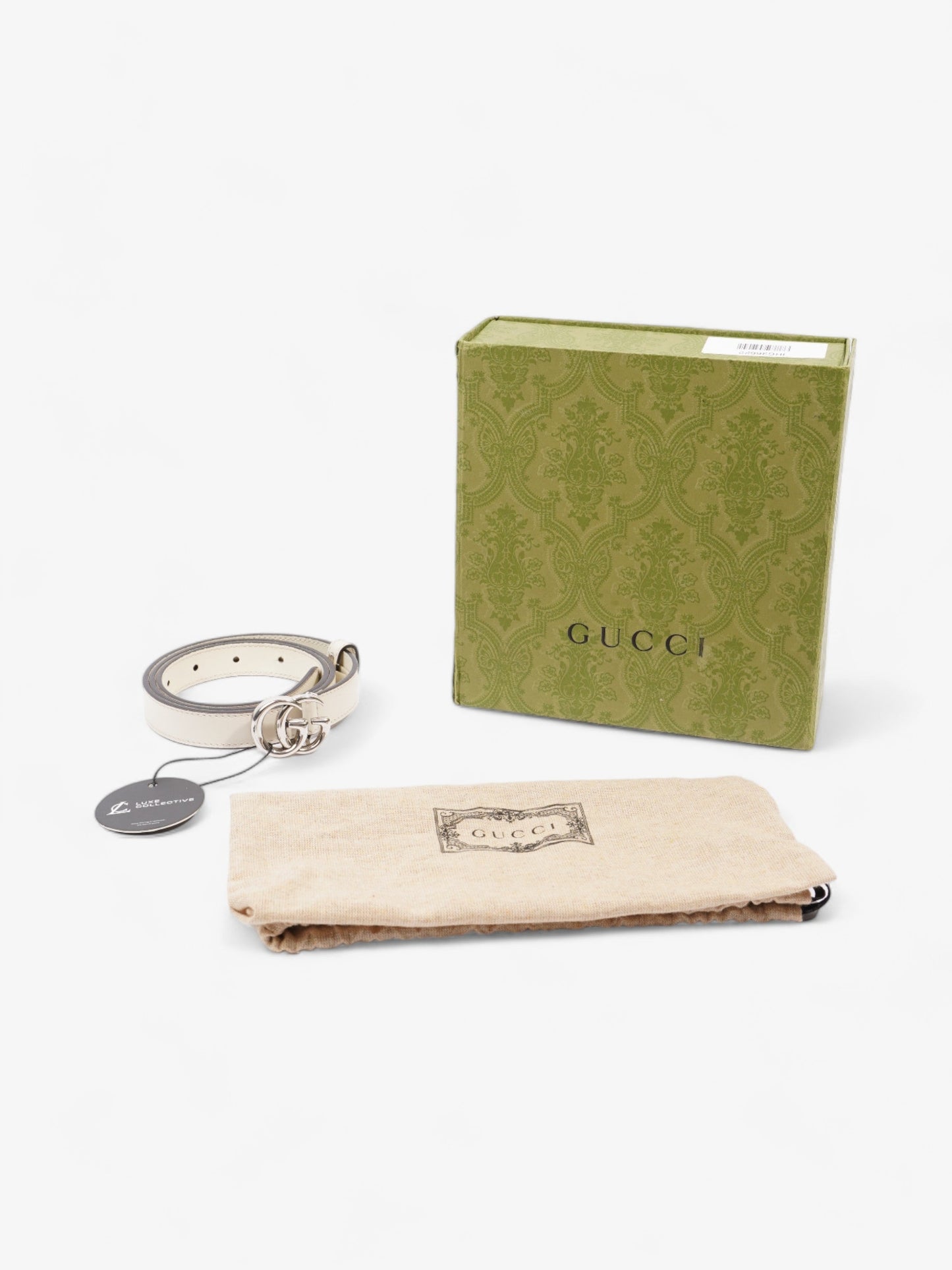 Gucci GG Marmont Thin Belt White Leather 80cm / 32"
