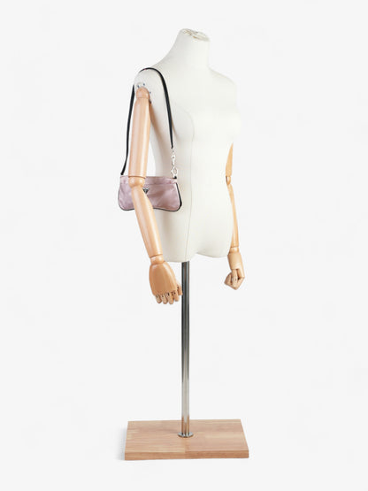 Prada Flap Pouch Pink / Black Satin