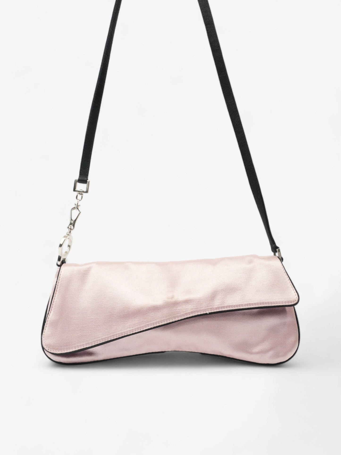 Prada Flap Pouch Pink / Black Satin