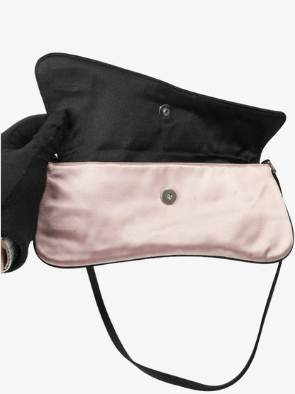 Prada Flap Pouch Pink / Black Satin