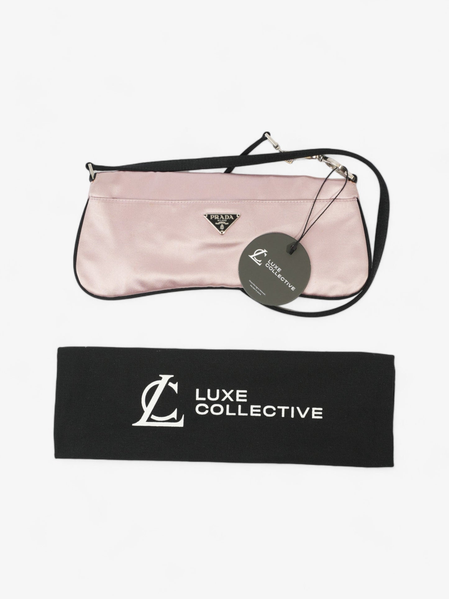 Prada Flap Pouch Pink / Black Satin