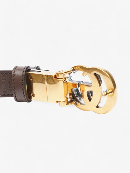 Gucci GG Marmont Reversible Thin Belt GG Supreme / Gold / Brown Canvas 70cm / 28"