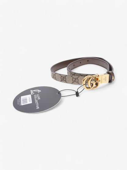Gucci GG Marmont Reversible Thin Belt GG Supreme / Gold / Brown Canvas 70cm / 28"