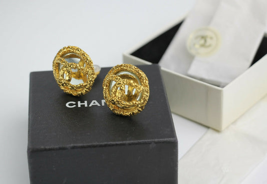 Chanel Vintage 93A Rare Lava Glass Mirror Clip-on Earrings