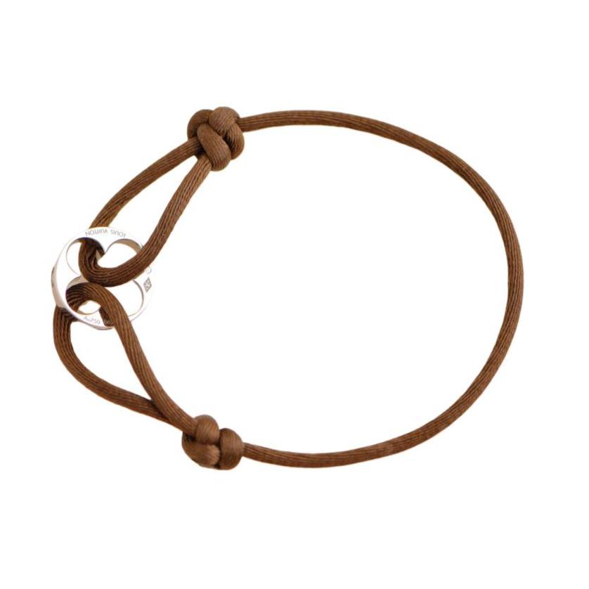 Louis Vuitton Empreinte 18K White Gold Brown Cord Bracelet