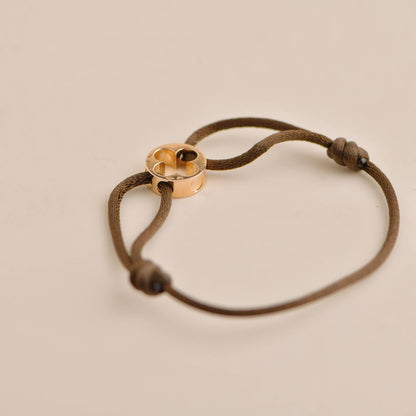 Louis Vuitton Empreinte 18K Rose Gold Brown Cord Bracelet