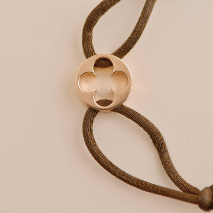Louis Vuitton Empreinte 18K Rose Gold Brown Cord Bracelet