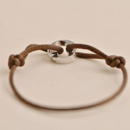 Louis Vuitton Empreinte 18K White Gold Brown Cord Bracelet