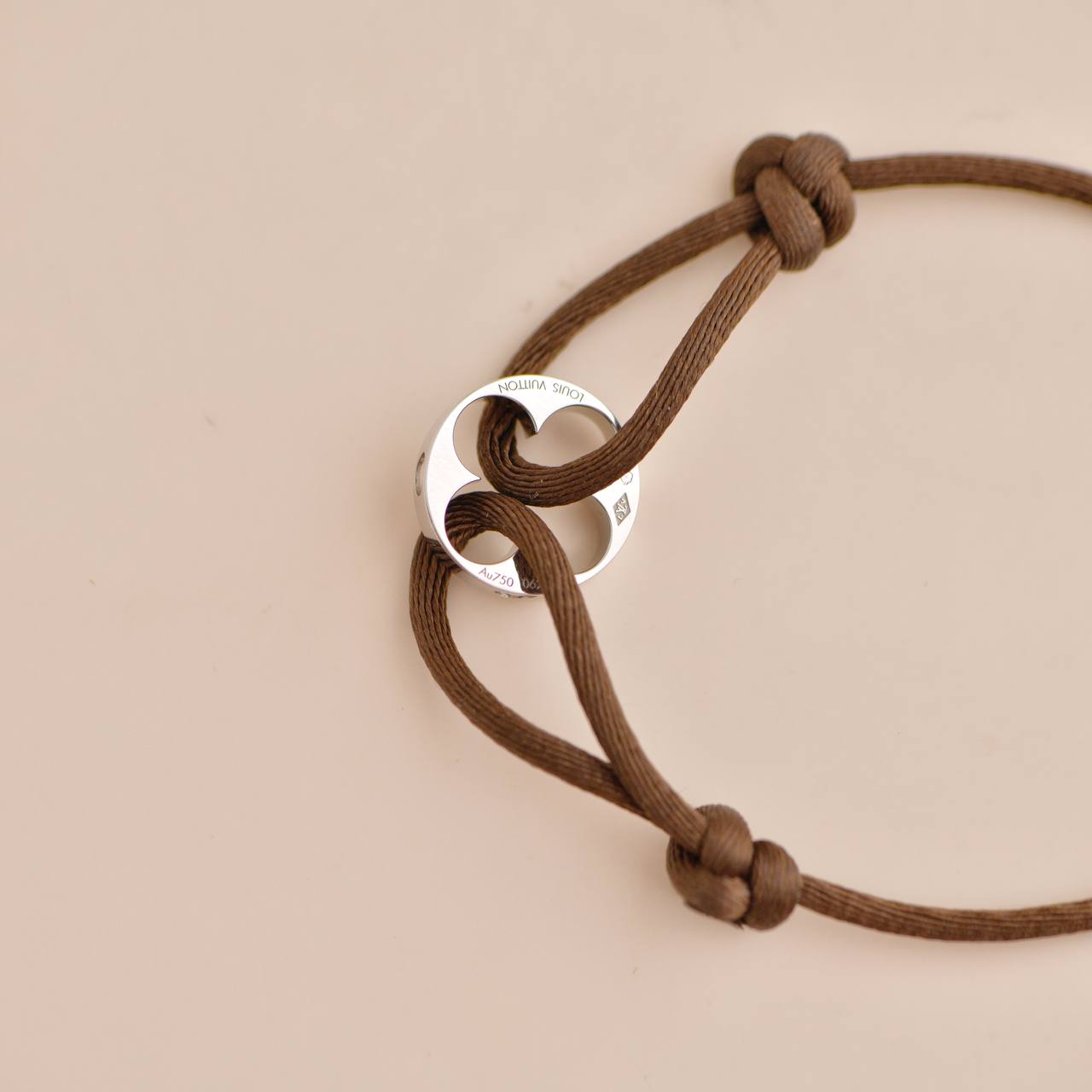 Louis Vuitton Empreinte 18K White Gold Brown Cord Bracelet