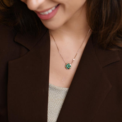 Louis Vuitton Diamond Malachite Blossom 18K Rose Gold Pendant Necklace