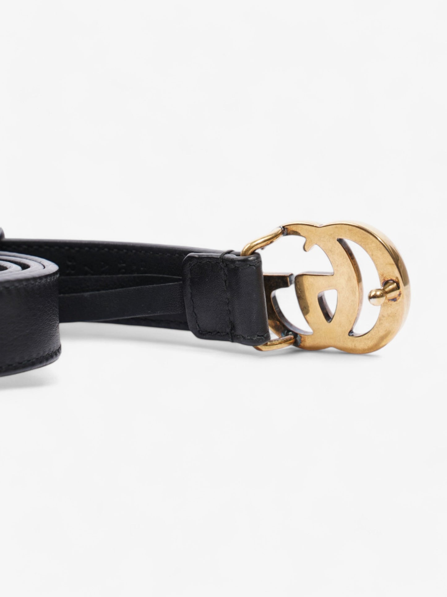 Gucci GG Marmont Thin Belt Black / Gold Leather 70cm / 28"
